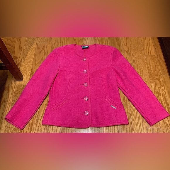 Women’s Size 38 GEIGER COLLECTION Pure New Wool Austrian Pink Button Up Sweater - Picture 16 of 16